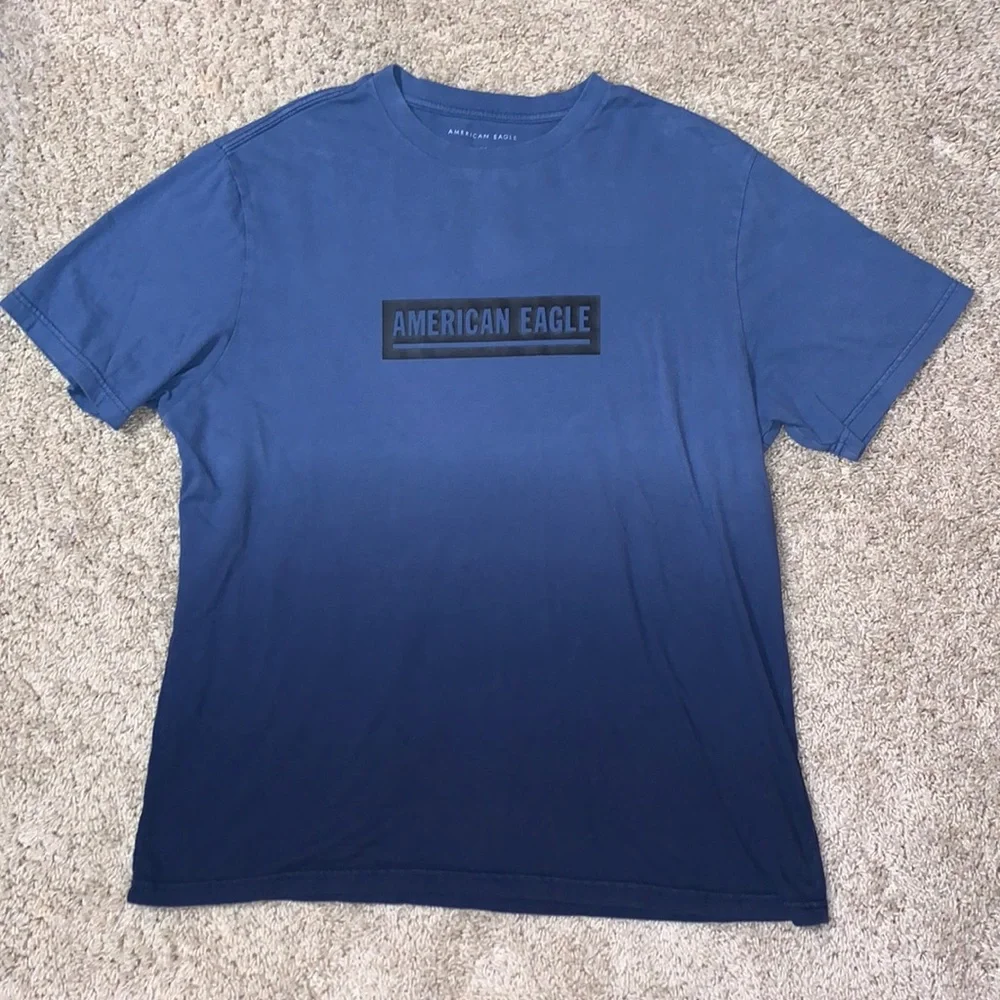 Men’s American Eagle Outfitters Blue Ombré Logo Short Sleeve T-Shirt Large - Picture 1 of 7